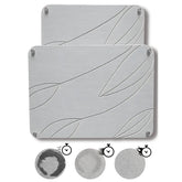 Crafty Witty nesting stone drying mat on a counter, space-saving and efficient.