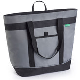 Creative Green Life Jumbo Insulated Cooler Bag gray, front view, keeps drinks cold for beach days.