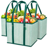 Creative Green Life reusable bags box shape stand open for easy loading.