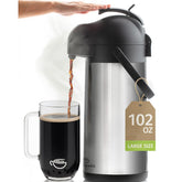 Cresimo coffee carafe pump front view for easy gatherings.
