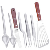 Cridoz 7-Piece plating tools set with tweezers and spatulas for precise food decoration