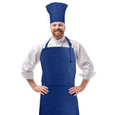 CRJHNS chef apron in blue with durable cotton fabric for everyday kitchen use