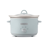 Crock-Pot Design Series Macaroon Blue front view highlights style and family meal capacity.