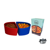 CrockPockets blue divider in a 6-quart slow cooker for two meals