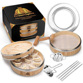 CrownSpire 2-Tier Bamboo Steamer with two baskets for healthy, flavorful meals.