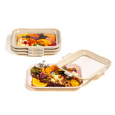 Crudités rectangle 4-pack cream white tray for organized meal prep on the go.