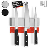 CUCINO 10-inch magnetic knife holder mounted on wall for convenient kitchen storage.