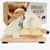 Cudnt manual bread slicer with metal rails for smooth, jam-free slices.