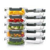Cuiselect 10-pack 22oz glass meal prep containers with lids for organized meal prep