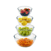 Cuiselect glass mixing bowls stacked for compact storage and quick access.