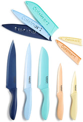 Cuisinart C55-10PCERM ceramic-coated knife set with blade guards for safe storage.
