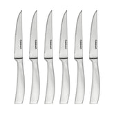Cuisinart forged stainless steel premium steak knives blade close-up for precise slicing.
