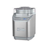 Cuisinart ice cream maker front view in brushed stainless steel for stylish kitchen prep.
