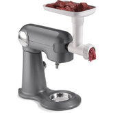 Cuisinart MG-50 attachment front view enables quick fresh ground meat prep.