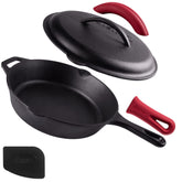 Cuisinel 10 inch cast iron skillet with lid for even heat and versatile cooking.