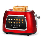 Culinaid Toaster 2 Slice with smart touchscreen in red for quick breakfast customization.