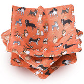 Cunhill bowl cozy with orange dog pattern protects surfaces while handling hot bowls