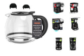 Cupall 12-cup glass carafe, front view, ideal for daily coffee.