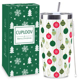 CUPLOOV Christmas tumbler white 20oz, ideal for hot coffee on chilly mornings.