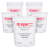 Custom Shop 64 oz paint mixing cups with clear visibility for precise mixing