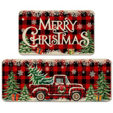 Cusugbaso Christmas kitchen mats 17x27 front view, spacious non-slip surface for busy cooks.