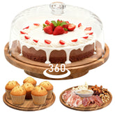 Cutesun acacia wood cake stand with lid, rustic presentation