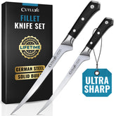 Cutluxe fillet knife 7-inch full tang in action for precise fish filleting