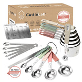 CuttleLab 22-piece set with color-coded cups and spoons for quick measurements.