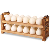 CVHOMEDECO wooden egg holder displays 24 eggs for organized kitchen storage.