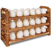 CVHOMEDECO wooden egg holder 3-tier on counter keeps eggs organized and ventilated