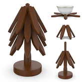 CYANLUX tree-shaped trivet set in full view protecting surfaces with natural decor