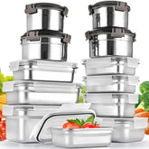 Cykorxicc 12-piece stainless steel containers for durable meal prep and storage.