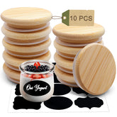 Cymuber Oui yogurt jar lid set with bamboo lids for leak-free storage.