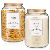 CYYKDA large glass jar with airtight bamboo lid for flour storage.