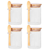 CZFWin 4 pack glass containers with lids and spoons for versatile kitchen storage