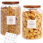 CZHQSMZ set of 2 large glass pantry jars with bamboo lids for airtight flour storage.