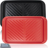 Czlizdyt grilling prep tray red ready for raw meat prep before grilling.