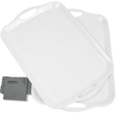 Czlizdyt large melamine tray with handles, stable for serving meals.