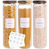 CZZGSM 3-set glass pantry jars with acacia lids for organized storage