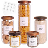 CZZGSM 5-pack glass pantry jars with acacia lids for organized pantry storage