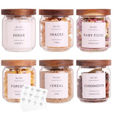 CZZGSM six-pack of glass pantry jars with acacia lids for organized storage.