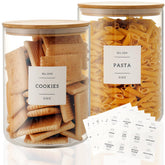 CZZGSM glass storage container with bamboo lid and 100oz capacity for flour or sugar.