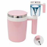daasigwaa Rechargeable Self Stirring Mug front view demonstrates easy, one-handed mixing.