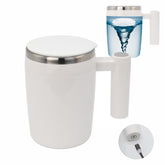 daasigwaa self-stirring mug exterior, sleek white design for office or home use.