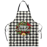 Dacawin Merry Christmas apron with waterproof buffalo plaid protects clothes during cooking