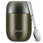 DaCool Food Thermo insulated jar front view shows sleek gray finish for hot or cold meals on the go.