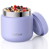 DaCool Kids Thermo 13oz insulated lunch jar in light purple keeps meals hot or cold