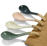 DAHO GOMSU ceramic ramen spoon with long handle for easy grip