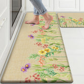 DailyCuddles large floral kitchen mat provides generous coverage for cooks