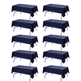 Dailyset navy blue tablecloth on a 6-foot table for a polished event